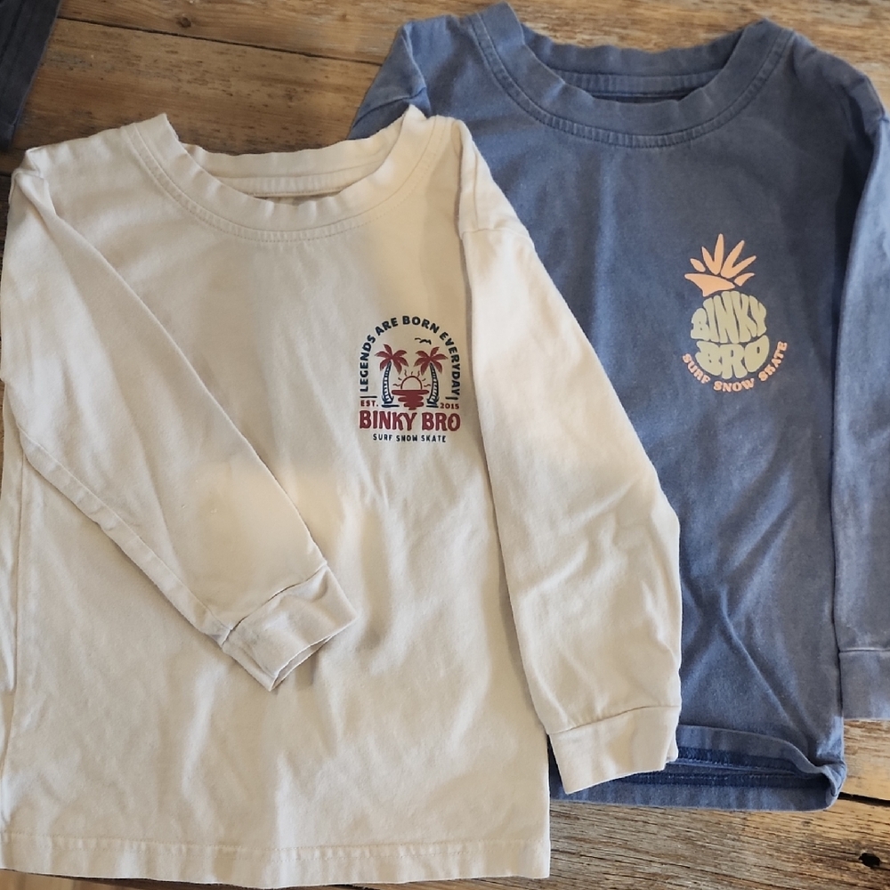 Kids Long Sleeve Shirts - Cream and Blue